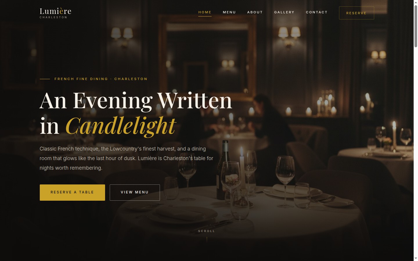 Restaurant website design example by Ali Digital Marketing — Lumière